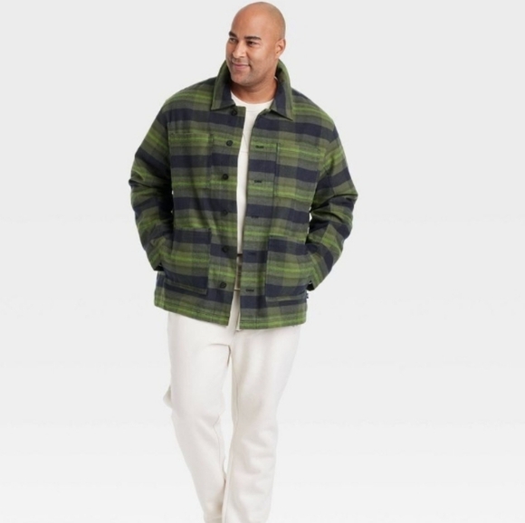 Houston White Green and Black Plaid Lightweight Shirt Jacket Medium - Picture 2 of 14